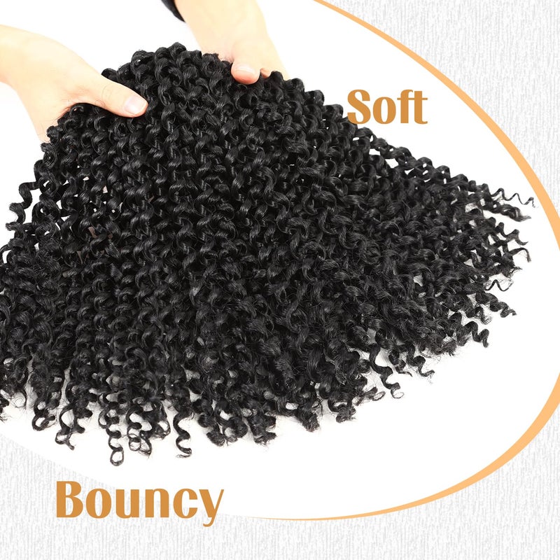 LADY MIRANDA Pure Color Afro kinky Curly Braiding Hair Extensions Jerry Curl Crochet Hair 3X Braid Hair Short Synthetic Hair Styles (Black) - Image 3